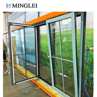Fenêtre en aluminium à cadre bleu personnalisé, verrouillage multipoints, haute qualité, à rupture de pont thermique, triple vitrage, à haute efficacité énergétique