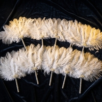 Grand Éventail Blanc en Plumes d'Autruche pour Femme, Spectacle, Fête, Danse, Mariée, Décor de Mariage, Accessoire Photo
