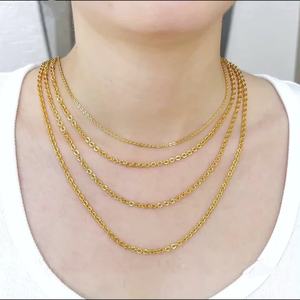 Collar de Cadena de Eslabones de Papel Chapado en Oro de 24K de Fábrica JXX, Precio al por Mayor, para Mujer, Collares de Latón Dorado para Hombre - Product Image 2