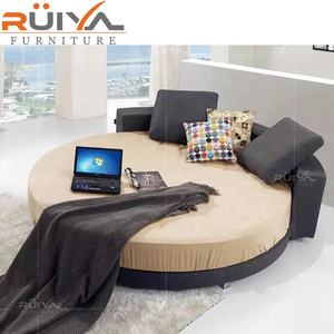 Кровать RUIYA в итальянском стиле, регулируемая, размера King Size, круглая, с обивкой из искусственной кожи и романтической LED-подсветкой – прямые поставки с завода - Product Image 3