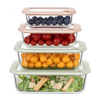 Ensemble de 4 récipients de conservation alimentaire en verre, hermétiques, pour préparer les repas, conçus pour conserver les fruits et légumes, compatibles micro-ondes et congélateur