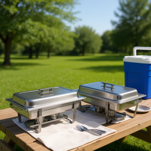 DB Buffet Outdoor Catering Dish Set 2 Piece Stainless Steel <b>Cookware</b> for Home and Picnic Use - Product Image 2