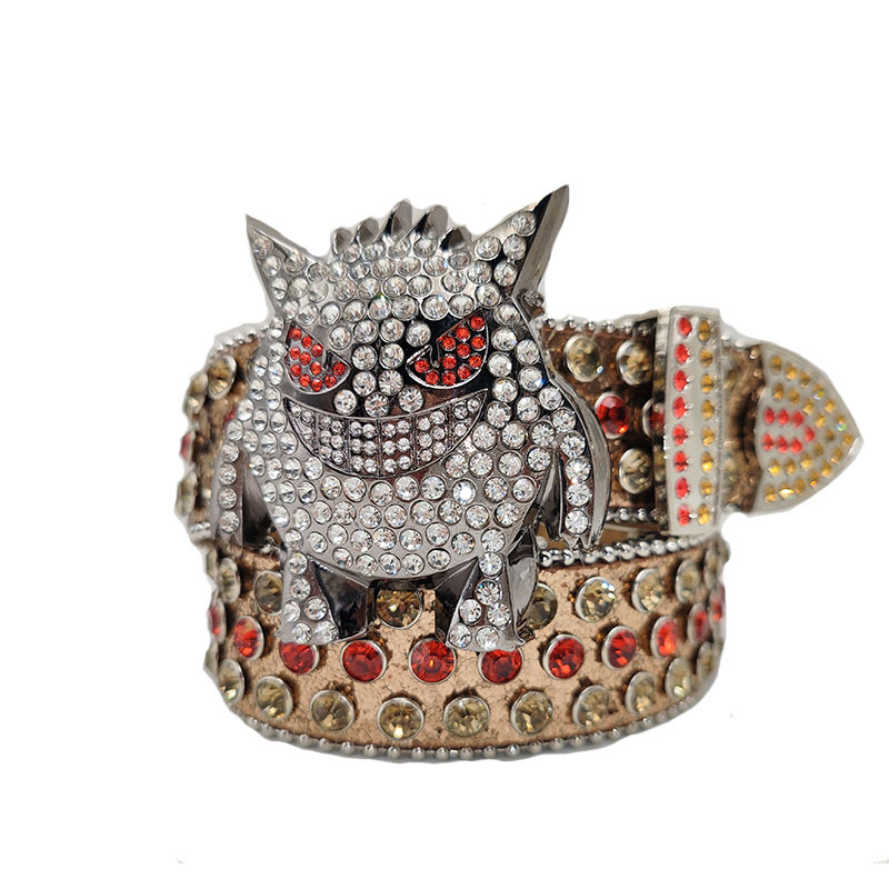 Skull Diamond Crystal Belt - Western Cowgirl Rhinestone display picture 3