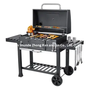 Grand <span class=keywords><strong>Barbecue</strong></span> Américain <span class=keywords><strong>en</strong></span> <span class=keywords><strong>Fonte</strong></span> au <span class=keywords><strong>Charbon</strong></span> Style Coré<span class=keywords><strong>en</strong></span>, Portable Premium pour Maison avec Revêtement <span class=keywords><strong>en</strong></span> Poudre - Product Image 2