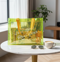 Sac de plage ouvert personnalisé en PVC, sacs fourre-tout de luxe imperméables, logo holographique transparent, sacs à main cosmétiques unisexes 1-1,9L