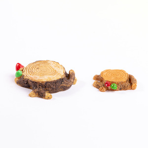 Miniature Resin <b>Tree</b> Stump Decorations With Mushrooms For Garden Indoor <b>Outdoor</b> Use Irregular Shape Natural Finish - Product Image 1