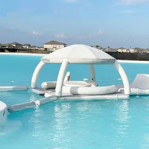Hot Inflatable nước nổi Dock hồ bơi nổi đảo trẻ em Inflatable chơi nước nổi lều cho người lớn