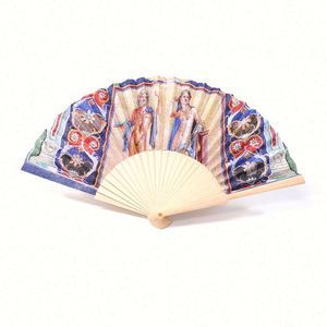 พัดกระดาษพับได้พัดลมกระดาษไม้ไผ่แบบพกพาสีขาวออกแบบได้ตามที่ต้องการ - Product Image 1