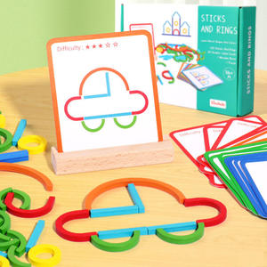 Jouets éducatifs Montessori en bois : Anneaux <span class=keywords><strong>de</strong></span> puzzle stéréo polyvalents pour l'entraînement à la pensée créative et l'éveil ludique - Product Image 2