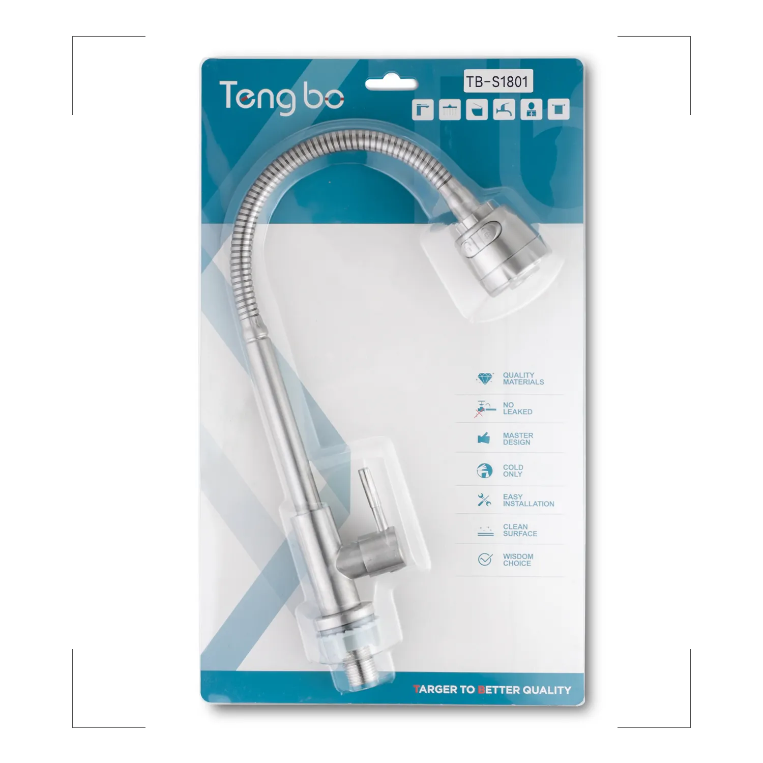 TB-S1801 Pas Cher 304 Corps en acier inoxydable Mitigeur Eau Froide Robinet De Lavabo Sanitaires Évier Robinets Pour Salle De Bains et Cuisine