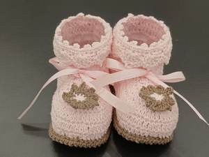 Chaussons bébé tricotés en coton rose personnalisables avec logo, mignons, unisexes, pour premiers pas, chauds, toutes saisons, écologiques - Product Image 5