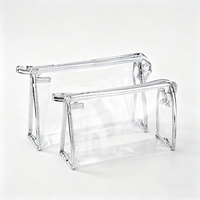 Sac de maquillage transparent OEM, étui cosmétique en PVC, pochette de toilette portable imperméable avec fermeture éclair