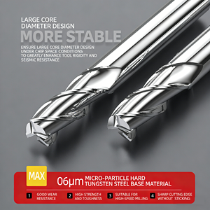 Fresa de extremo de aleación de acero de tungsteno de aluminio, vástago recto extendido de alto brillo de tres cuchillas de 55 grados ODM para control numérico CNC - Product Image 4