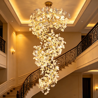 Lustre pour plafond haut, lustre en cristal de haute qualité, lampe suspendue pour salon, décoration de luxe, luminaire suspendu moderne pour escalier