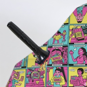 Manual Open Compact <b>Umbrella</b> with Metal Frame and Wooden Handle 23 Inch Straight Design for Travel and Fashion - Product Image 3