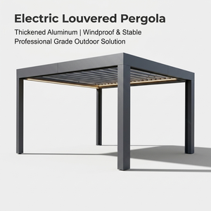 ชุดเพอร์โกลาอะลูมิเนียมเคลือบสีฝุ่นแบบโมเดิร์น พร้อมตัวเลือกแผงโซลาร์เซลล์ LED ประกอบง่ายสำหรับระเบียง ที่จอดรถ โรงรถ และตกแต่งภายนอก - Product Image 1