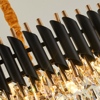 Lampes suspendues modernes de luxe en cristal pour restaurant, salle à manger, îlot de cuisine, LED, noir et or, plafond haut, blanc chaud
