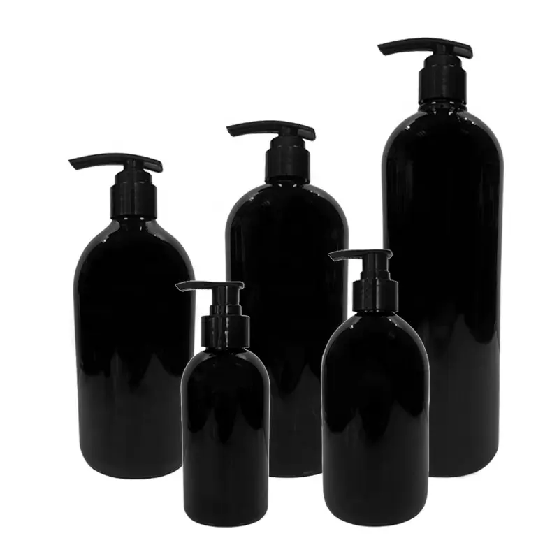 Leere schwarze Shampoo flasche aus Kunststoff Verpackung 250ml 500ml 800ml 1l Conditioner Body Wash Flasche