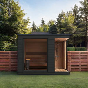 <span class=keywords><strong>Sauna</strong></span> extérieur en bois moderne de luxe, complexe modulaire, grande maison, 1 à 10 personnes, cube fin, avec douche - Product Image 1