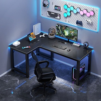 Modern Design L-Shaped Corner Gaming Desk Computer Desktop Gaming Room Gaming Table with Bookshelf