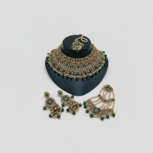 Gold Plated Austrian Stone and <b>Beads</b> Choker Necklace <b>Set</b> 10573940 Fashion Jewelry Accessory - Product Image 2