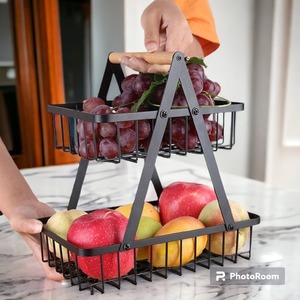 Panier de rangement en métal de style industriel pour fruits, légumes et décoration intérieure, disponible au meilleur prix auprès d'un fournisseur indien - Product Image 2
