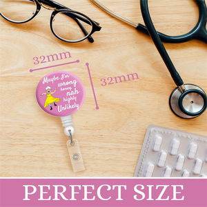 Porte-clés créatif en ABS avec boucle à tirage facile, motif infirmière amusante, en verre cristal rond, pour badge, transfrontalier - Product Image 2