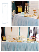 Nappes de table pour mariage, jupes de table, décorations de livre d'or, nappes de table pour fête d'anniversaire, tulle, bordures de table pour événement d'ouverture