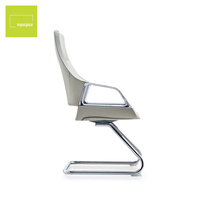 Nouvelle chaise de réception moderne à dossier moyen, chaise de bureau en cuir pivotante sans roulettes, chaise de bureau en cuir avec pieds fixes