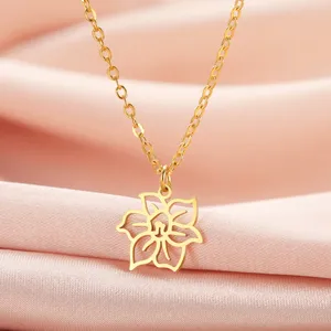 Collier pendentif Myshape fleurs du mois de naissance pour femmes et filles, en acier inoxydable, coquelicot, <span class=keywords><strong>aster</strong></span>, lotus, narcisse, bijoux, cadeau d'anniversaire - Product Image 1