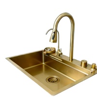Fregadero de Cocina de Acero Inoxidable 304 SUS304, Nano Oro, Multifuncional, Antibacteriano, Antimanchas, para Cocina China y Occidental
