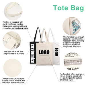 Màu sắc tự nhiên Thêm lớn bông vải <span class=keywords><strong>tote</strong></span> túi với logo in ấn cho mua sắm - Product Image 3