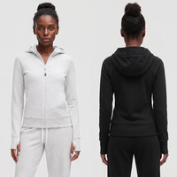 Chaqueta con Capucha para Mujer, Holgada, Informal, Deportiva, para Fitness, Sudadera Cortavientos, Cálida, para Yoga, con Cierre