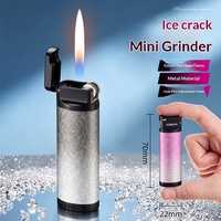 Briquet à gaz en métal effet craquelé, flamme ouverte flottante, valve à réglage gradué, mini briquet portable rechargeable en alliage