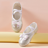 Chaussons de danse BW69 à nœud papillon pour enfants, dégradé de couleurs, semelle souple, patte de chat, pour filles, entraînement et spectacle, vente en gros