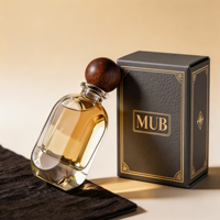 Atomiseur de parfum en verre MUB 15 mm à sertir, design élégant, base lourde, 100 ml, avec capuchon en bois, supporte la personnalisation de la couleur et de l'emballage