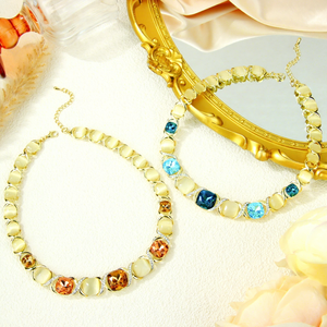 ชุดเครื่องประดับคริสตัลคุณภาพสูง ดีไซน์อิตาลี 14k ประดับด้วยหินธรรมชาติหลากสี สร้อยคอ สร้อยข้อมือ ต่างหู สำหรับผู้หญิง เครื่องประดับชั้นดี - Product Image 2