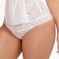 Culotte transparente en dentelle extensible avec entrejambe en coton pour femme, taille haute, sexy, grande taille