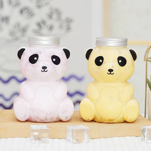 Wholesale 500ml Bear Shape Disposable PET Beverage <b>Bottle</b> for Mineral Water <b>Milk</b> Tea & Juice-Creative <b>Plastic</b> Take-away - Product Image 1