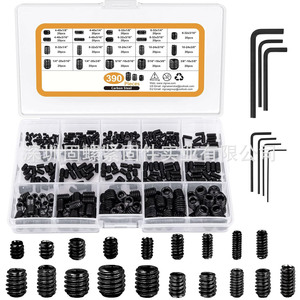 390Pcs Black Carbon Steel Internal Hex <b>Socket</b> Set <b>Screws</b> With Wrench Boxed Kit - Product Image 1