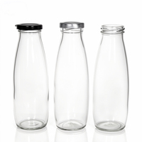 Bouteilles en verre transparentes rondes vierges en gros, qualité alimentaire, pour jus de légumes et lait fermenté