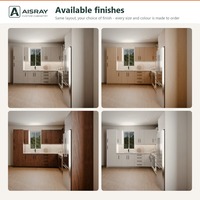 Meuble de cuisine moderne en mélamine avec portes à battants, aménagement en L, rangement par tiroirs, livraison en kit et boîtes de rangement en MDF