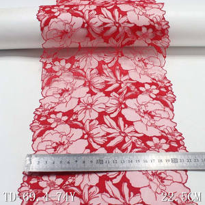 قماش دانتيل بوليستر مزخرف بزهور التول الأسود مقاس 23 سم للأكسسوارات الملابس الداخلية المثيرة للبيع بالجملة - Product Image 5