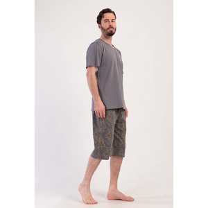Ensemble Capri à manches courtes pour homme avec poches, col rond respirant, vêtements d'été imprimés - Product Image 3