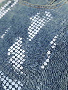Service OEM Jupe courte en jean à sequins taille haute pour femme, super mini-jupe grise, mode, avec effet délavé - Product Image 4