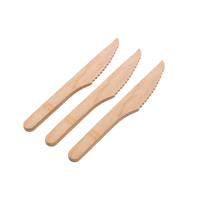 Couverts jetables en bois taille standard, écologiques, en bouleau, ensemble couteau-fourchette-cuillère, fournitures en gros pour café et bistro, 16 cm