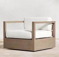 Fauteuil pivotant d'extérieur moderne en teck AEGEAN - Meubles de jardin écologiques résistants aux UV