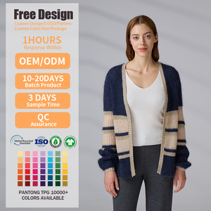 Cardigan en laine mohair personnalisé avec logo OEM ODM, à manches longues, coupe ample, pour femmes - Product Image 2