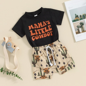 Ropa occidental para bebés, camiseta Vintage Yee Haw, conjunto de pantalones cortos de Rodeo, 2 uds., traje de <span class=keywords><strong>vaquero</strong></span> de campo para niños pequeños - Product Image 4