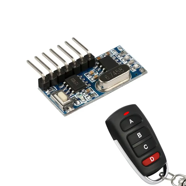 433 Mhz RF Remote Control Transmitter and 433mhz RF Relay Receiver Switch Module Wireless Switch 4 CH Output Control Switch